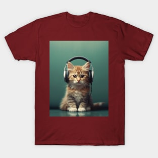 Cat wearing headphones T-Shirt